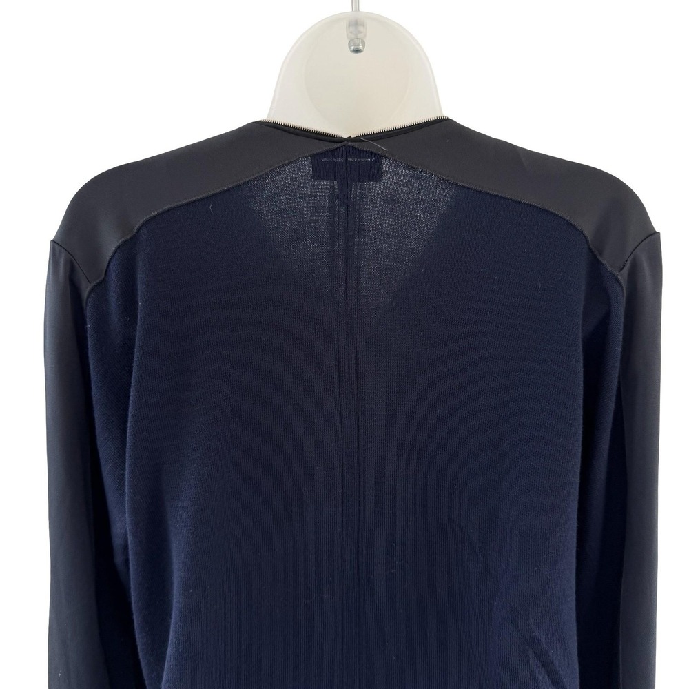 Rag & Bone Jacket Womens Large Navy Blue Crepe Knit Back Zip Bomber Minimalist - Picture 9 of 16